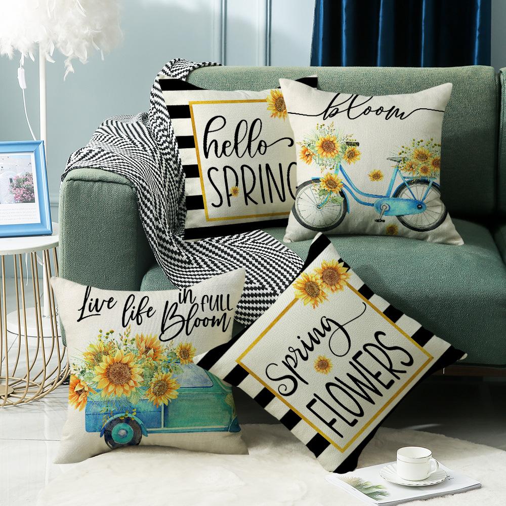 New Sunflower Pillow Home Decoration Pillow Simple Sofa Living Room Spring Pillow