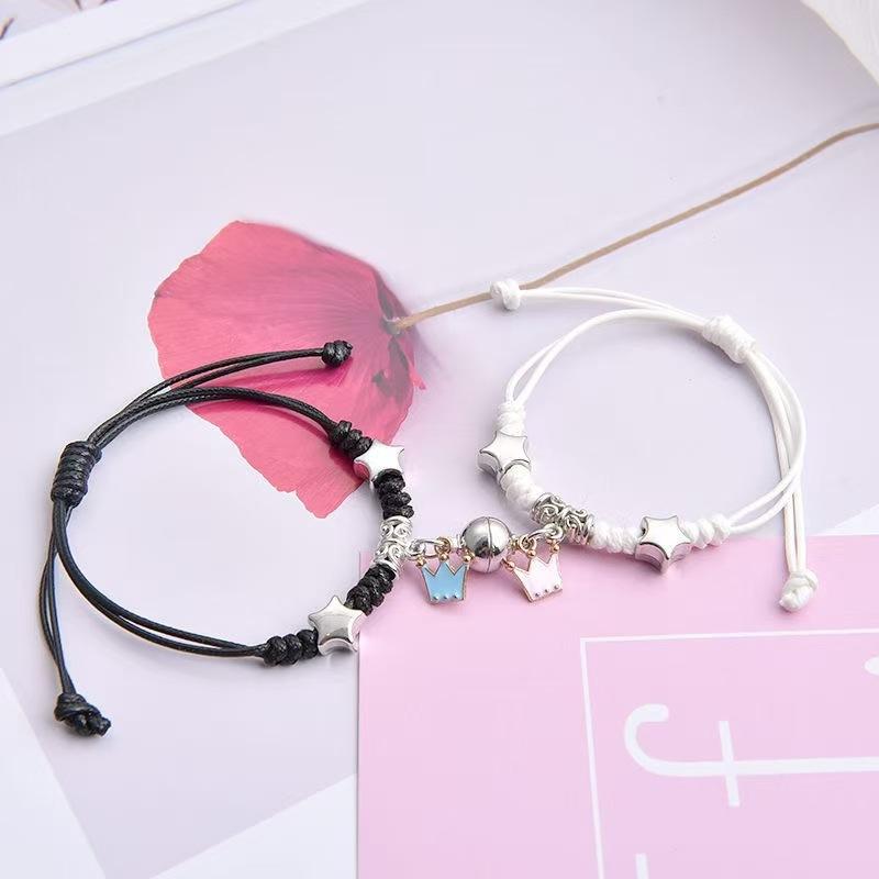 2 Stück Magnetische Anziehung Perlen Paar Armband Für Frauen Männer Charm Vierblättriges Kleeblatt Katze Herz Schlüssel Schloss Armband Schmuck