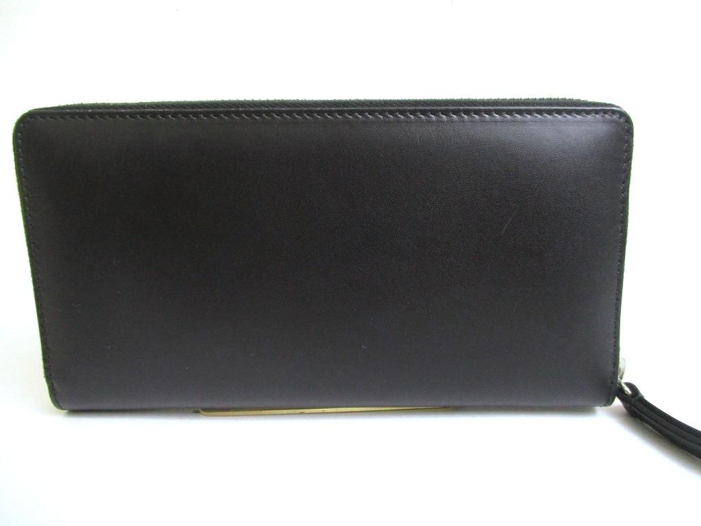 Authentic GUCCI Moon Logo Black Leather Round Zip Long Wallet #a854  Seller Refurbished