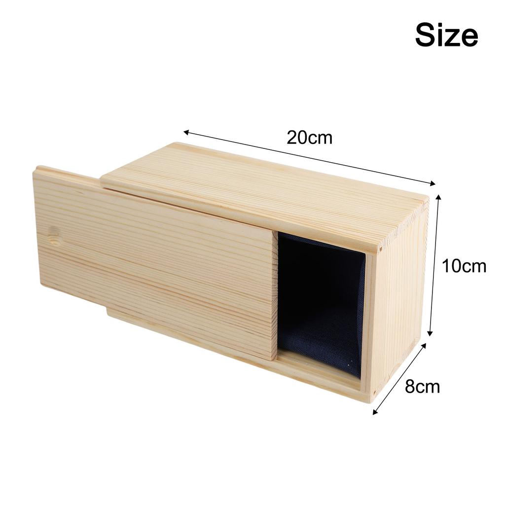 Pullout Wooden Box with Sliding Lid Great for Storing Treasures and Memories