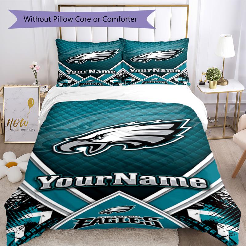 Philadelphia Eagles Customize Your Name Bedding Set Breathable Duvet Cover With Pillowcases Decorative Bed Linen For Bedroom Home Decoration Birthday