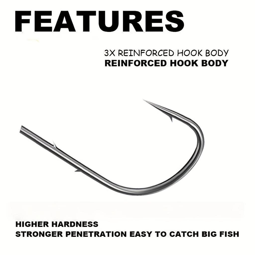 10pcs/box 3X Reinforced Lead Fishing Hook, Lure Double-Back Sting, Root Fishing Hook Anti-Loose Small Lead Head Hook Green Tail Hook