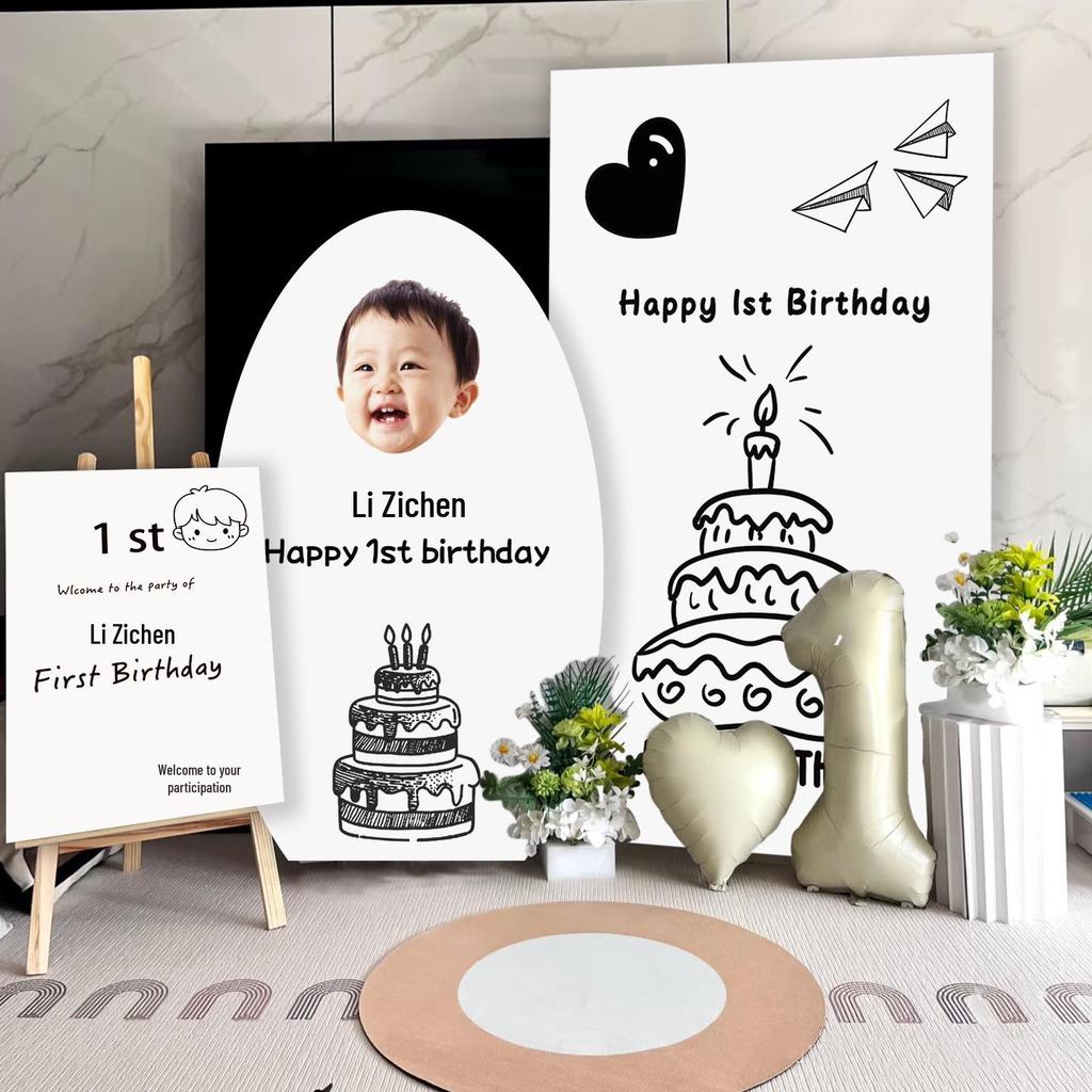 Korean Style First Birthday Decorations: Balloons & Backdrop for Boys & Girls