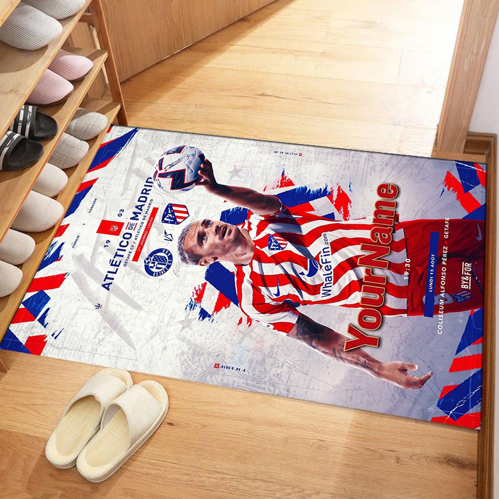 Atletico Madrid Personalized Text Floor Rug Office Rug Suitable for Entryway Balcony Kitchen Playrooms Anti-slip Rug Office home decor