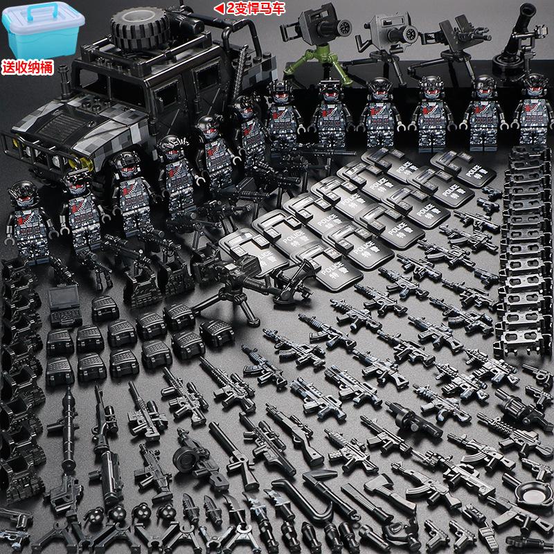 Compatible Minifigures Military Special Forces Police Boys Assemble Minifigures Soldiers Children's Educational Toys Puzzles