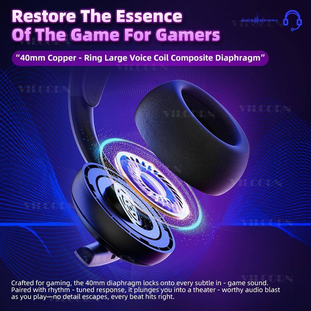 Wireless Gaming Headset For PS5 2.4G Bluetooth 5.4 Game Headphones For PC Switch PS4 Android iOS With Noise Cancelling Mic