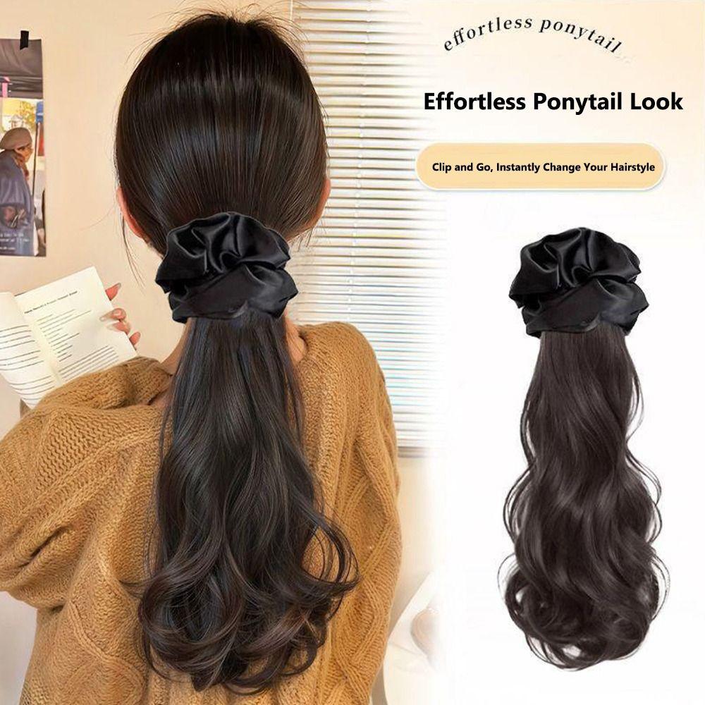 Korean Style Braided Wig Hair Claw Clip Curly Elastic Hair Tie Trendy Hair Scrunchie  for Women