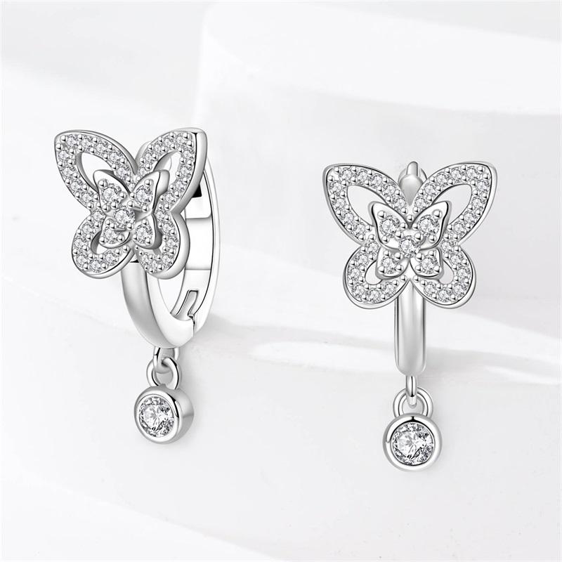 Inlaid Zircon Earrings 925 Silver Minimalist Butterfly Dragonfly Cute Claw Hoop Earrings Women Exquisite Party Jewelry