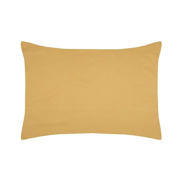 1 Taie d'oreiller percale de coton uni 50 x 70 cm Elysee moutarde