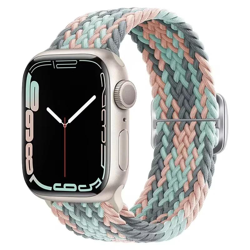 Geflochtene Solo-Schlaufe für Apple Watch Armband 44mm 45mm 46mm 40mm 41mm Ultra 2 49mm Armband correa iwatch Serie 10 9 SE 8 7 6 5 Armband