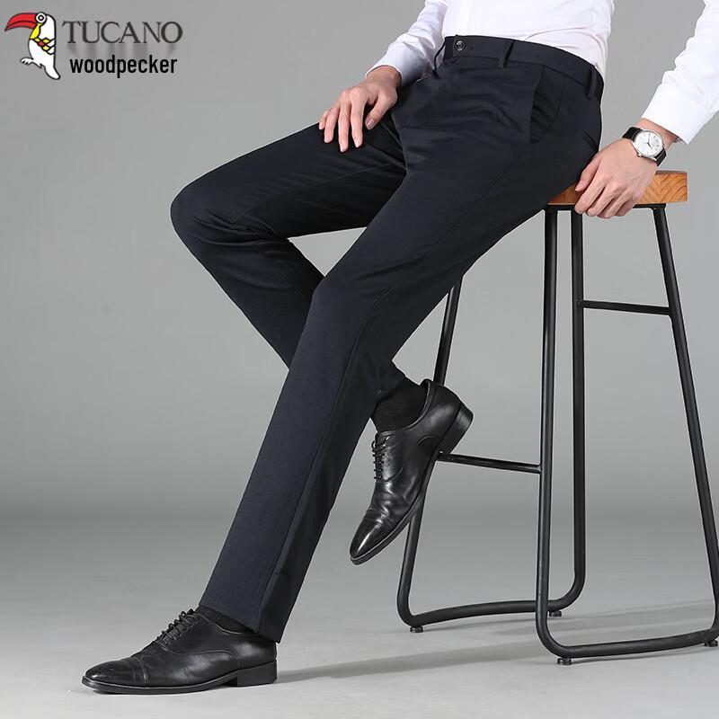 Tucano Men's Wrinkle-Resistant Straight-Leg Dress Trousers