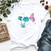 Women's dandelion floral print letter t-shirt - Trendy women's T-shirt with short sleeves Summer polyester fabric