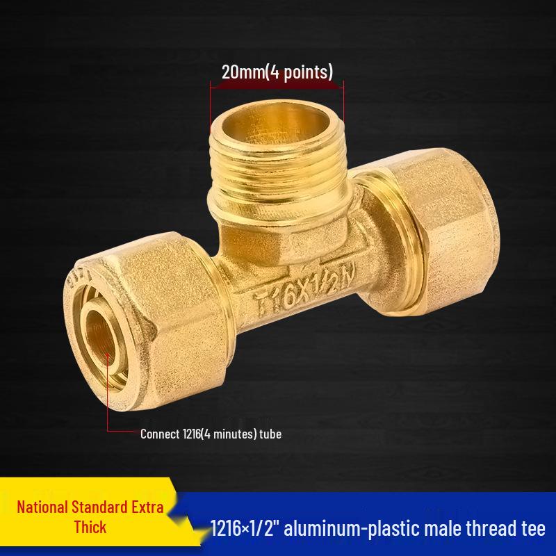 Dingjian 4-Point Aluminum-Plastic Solar Water Heater Fitting: Internal & External Thread Straight Reducing Tee Pipe (1216).