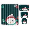 Christmas Shower Curtain Floor Mat Combination Four-Piece Set Bathroom Toilet Carpet Shower Room Mat Foot Mat