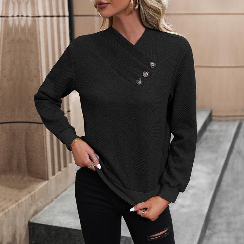 Women's Casual Elegant Asymmetrical Neck Sweater Solid Color Fall Winter Top for Casual Comfortable Pullover