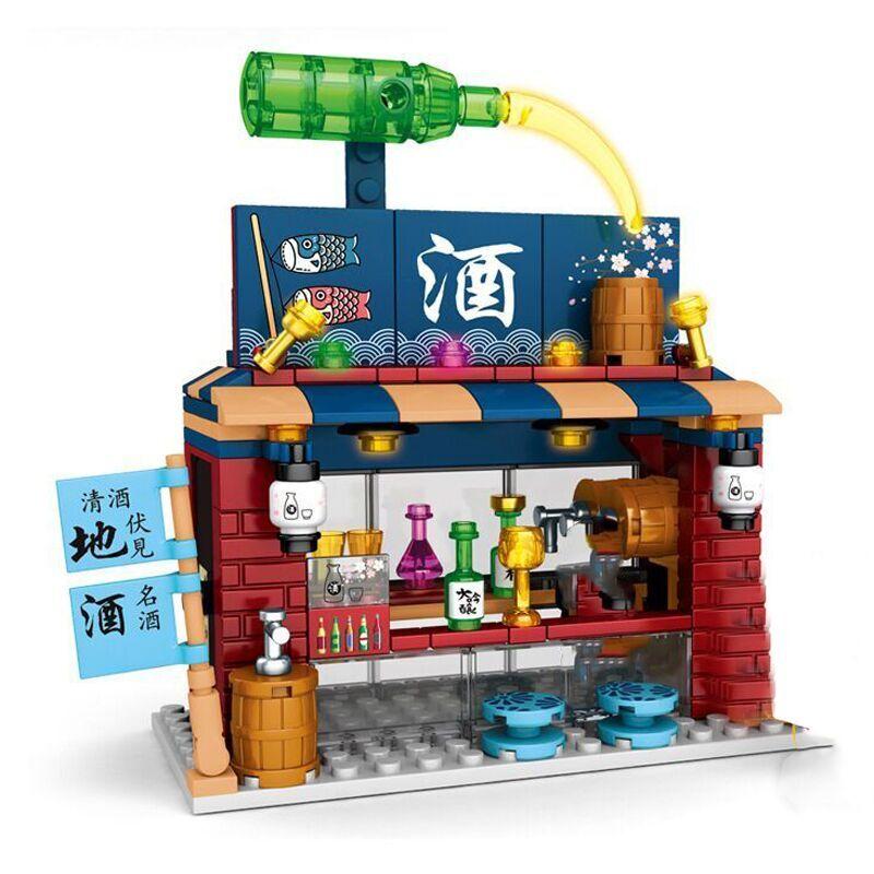 Sembo City Japanese Street View Shop Barbecue Sushi Shaved Ice Ramen Mood Building Blocks Brick Toys creative Expert Classical