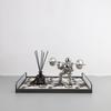 Square Handheld Metal Tray, Splashed Ink Art Leather Decorative Aromatherapy Storage Tray, Organizer, Living Room Decoration