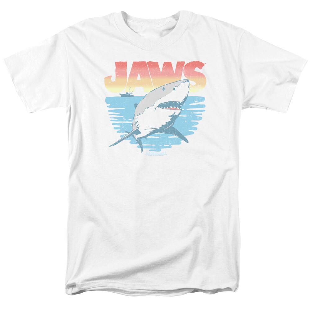Jaws Cool Waves T Shirt Licensed Shark Movie Retro Tee Classic New White XXL
