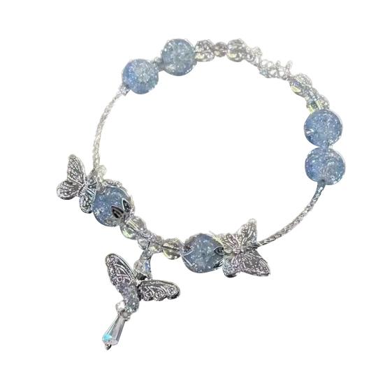 1/2Pcs Women Bracelet Burst Texture Fairy-Like Feeling Stacked Chinese Aesthetics Bracelet with Butterfly Pendant