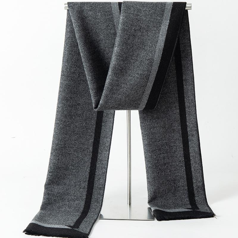 2024 Men's Brushed Imitation Cashmere Scarf - British Style, Business Casual, Autumn/Winter Accessory