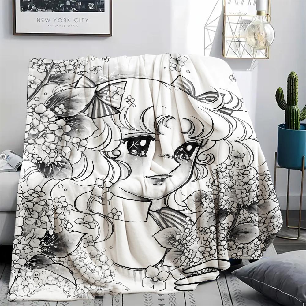 1PC Candy Candy Print Flannel Blanket, High quality All Seasons, Home Decor, Warmth and Comfort, Perfect for Christmas Gifts