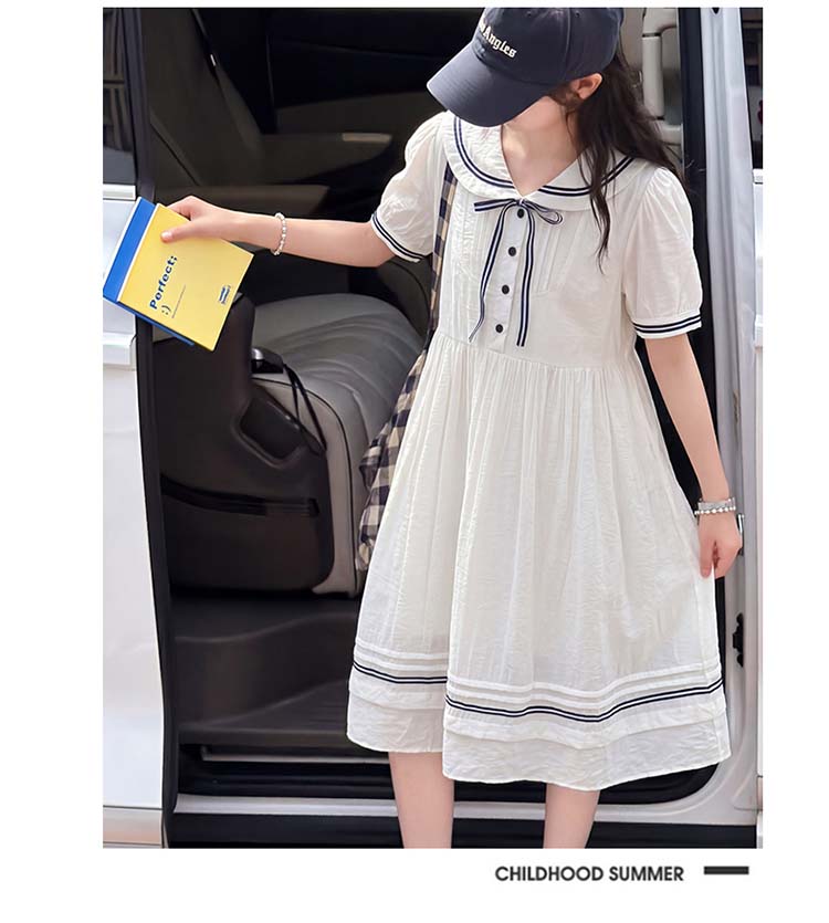 Girls' College Style Dress 2026 New Children's Korean Style Dress, Stylish and Versatile Summer Outfit, Big Children's Princess Dress Trend
