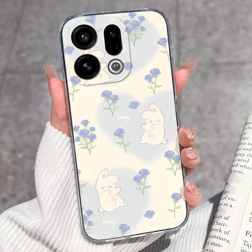 For Oppo Find X9 X8 X7 X5 Pro X2 Lite Reno8 Pro Pro+ Phone Case Black Cat Wine Glass Patterns Transparent TPU Protection Covers For Oppo Bumper Casing