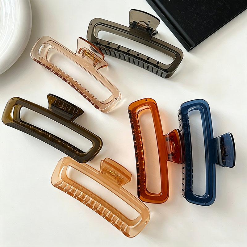 Elegant Solid Translucent Rectangle Hair Claw For Women Girls Sweet Hair Clip Simple Claw Clip Hairpin Hair Accessories