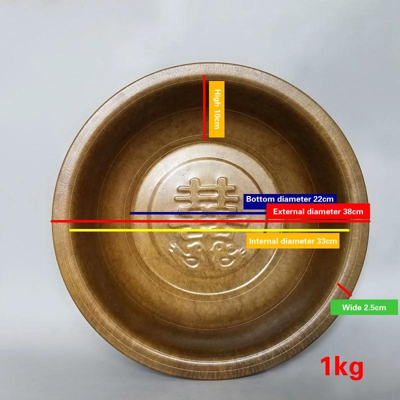 Pure Copper Handmade Thickened Brass Basin Old Copper Basin Carbon Furnace Wash Basin Chinese Wedding Washbasin Carbon Brazier