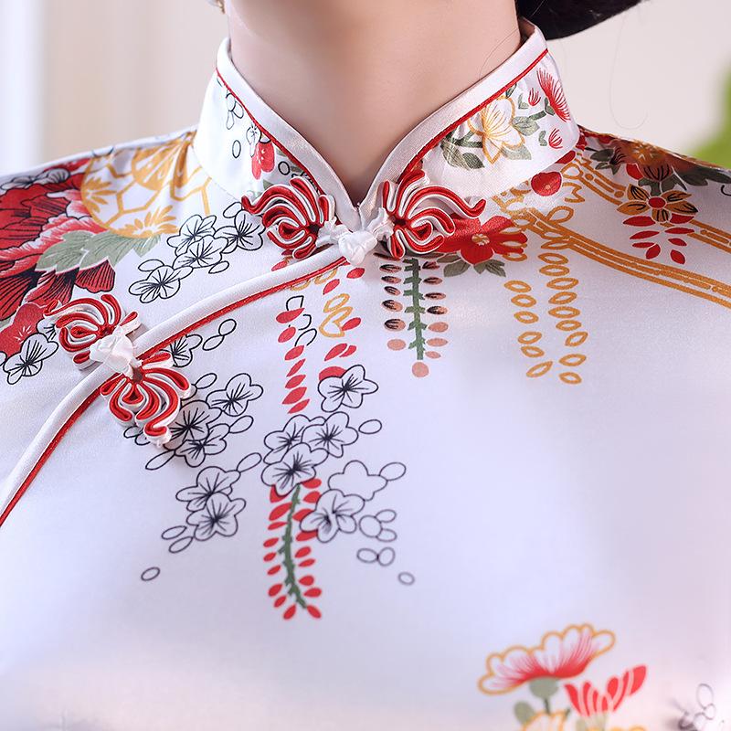 Autumn and winter new cheongsam improved long large size women's clothing middle-aged and elderly performance banquet dress