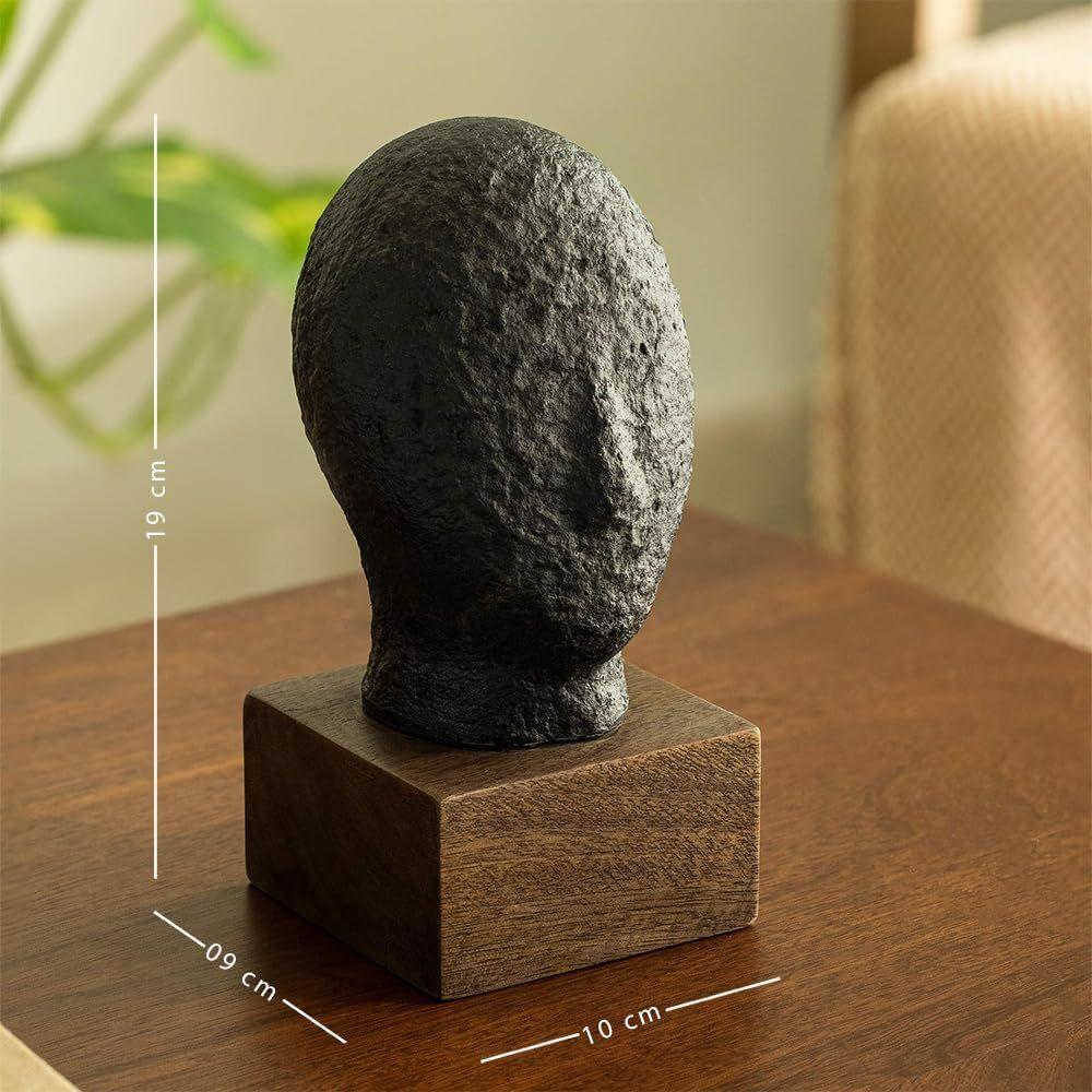 Sculptură Ecomix Față Calină 19 cm Înălțime, Piesă Decorativă pentru Casă, Figurine pentru Living & Birou, Accent Decorativ Modern Estetic pentru Măsuță,