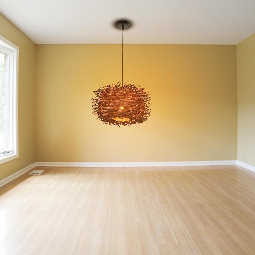 Elegant Rattan Ceiling Pendant Light Fixtures Bird Nest Chandeliers
