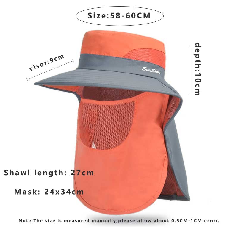 Summer Bucket Hat UV Protection Couple Shawl Fishing Hats Hollow Mesh Sun Protection Big Brim Caps Face Sunscreen Climbing Cap