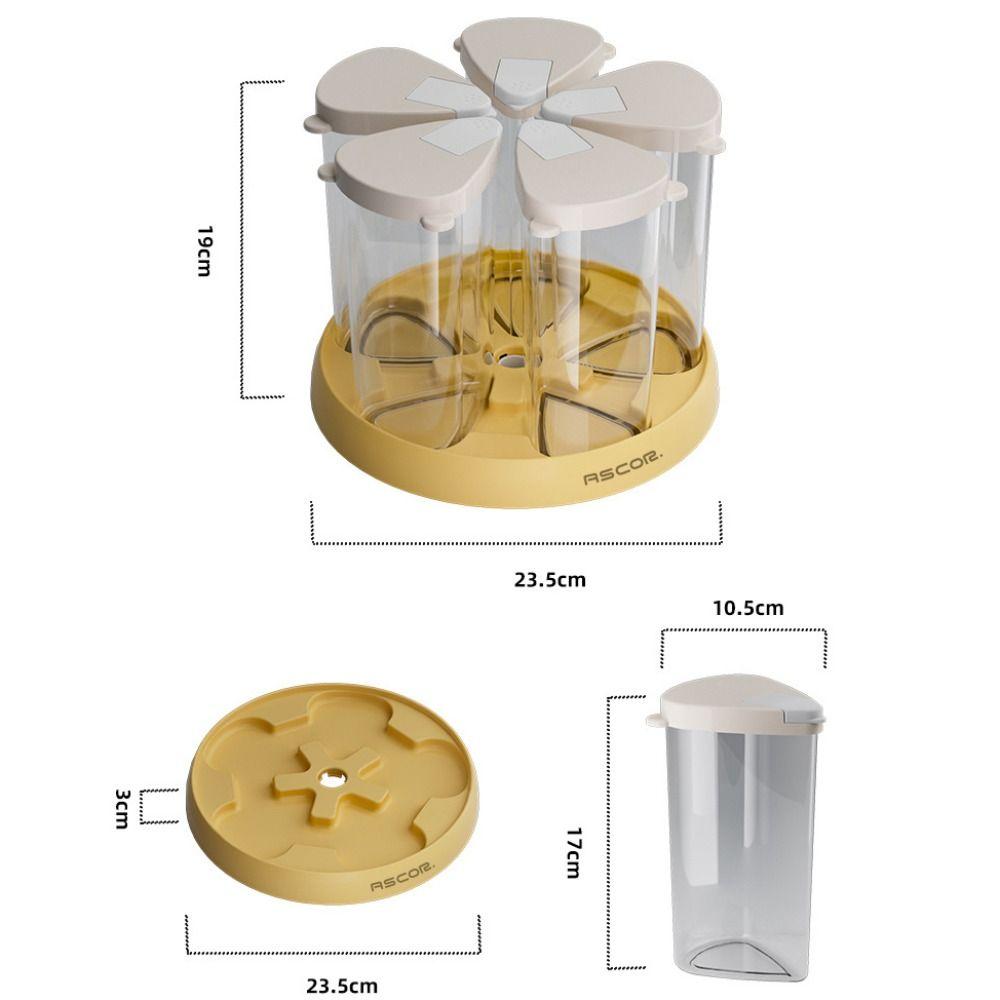 Transparent 6-Grid Storage Container Rotating Cereal Organizer New Grain Dispenser  Food Storage