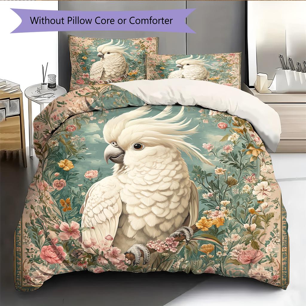 Beautiful Cockatoo Pattern Bedding Home Decoration Birthday Gift (1 * duvet cover + 2 * pillowcase, without core)