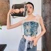 Top Colete Regata Estilo Retrô Feminino Com Barbatanas Modelador de Corpo Overbust Corpete Cobre a Gordura Com Alças de Tule Busto Completo Quadrado