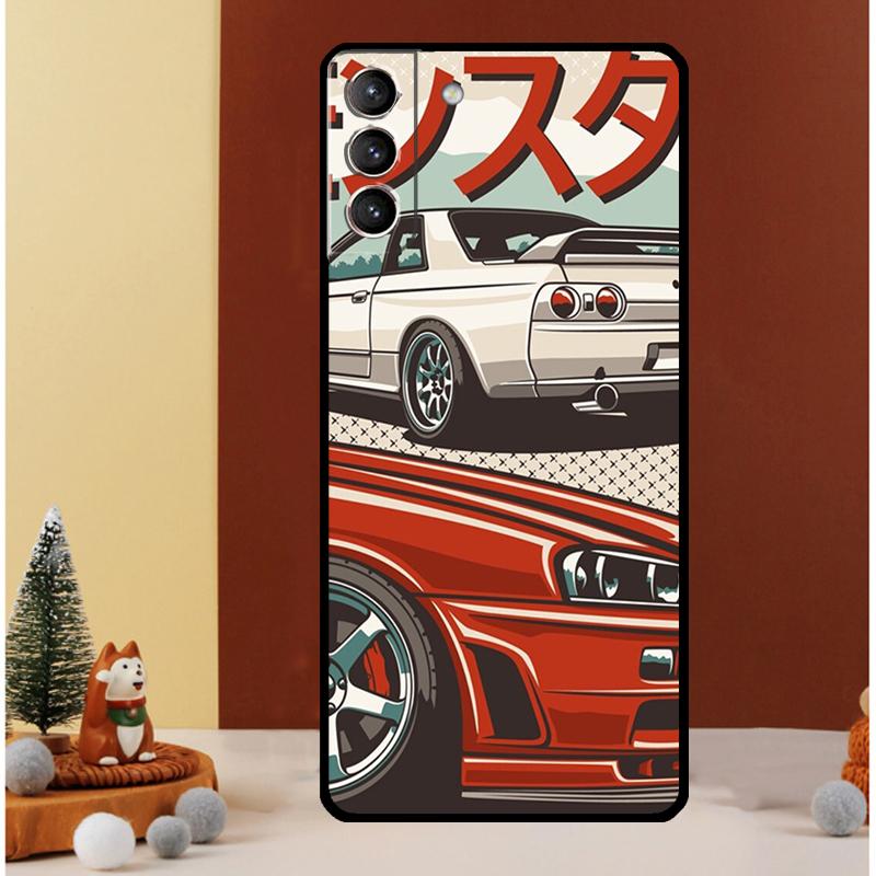 Sports Car JDM Drift Case For Samsung Galaxy S23 S24 Ultra S8 S9 S10 S22 Plus Note 10 20 Ultra S20 S21 FE Cover