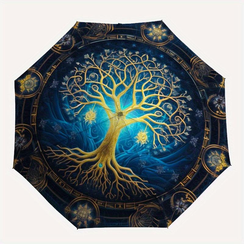 "Enchanted Tree of Life Wall Art: Mystical Decor for Your Space"Umbrella, Portable 3-Fold Compact Umbrella for Men & Women ES6