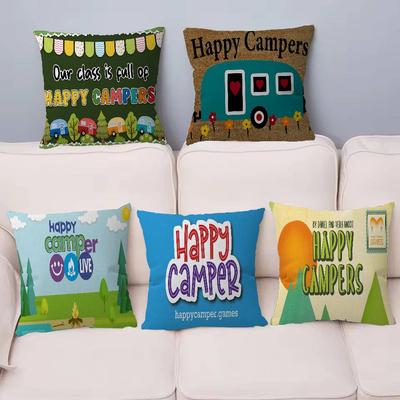 Capa de Almofada Personalizada Happy Campers Quarto Infantil Decoração Festa Selvagem Fronha Criança Aniversário Chá de Bebê Presente