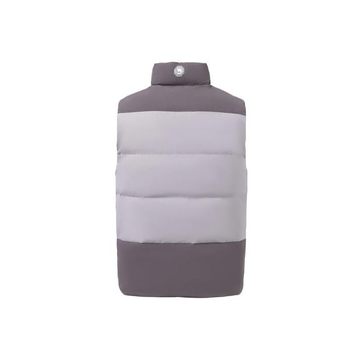 Li-Ning Color Block Warm Stand Collar Down Vest Men Vests Purple Gray AMRR011-4