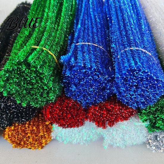 Colorful Fuzzy Sticks Crafts Flexible 100Pcs Pipe Glitter for Kids Cleaners Art Chenille Stems Shiny Stem Wire Decorations Christmas