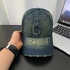 Washed Denim Hat for Men, Korean Style Vintage Sunshade Baseball Cap, Fashionable and Versatile, Embroidered Soft-top Distressed Duckbill Cap for