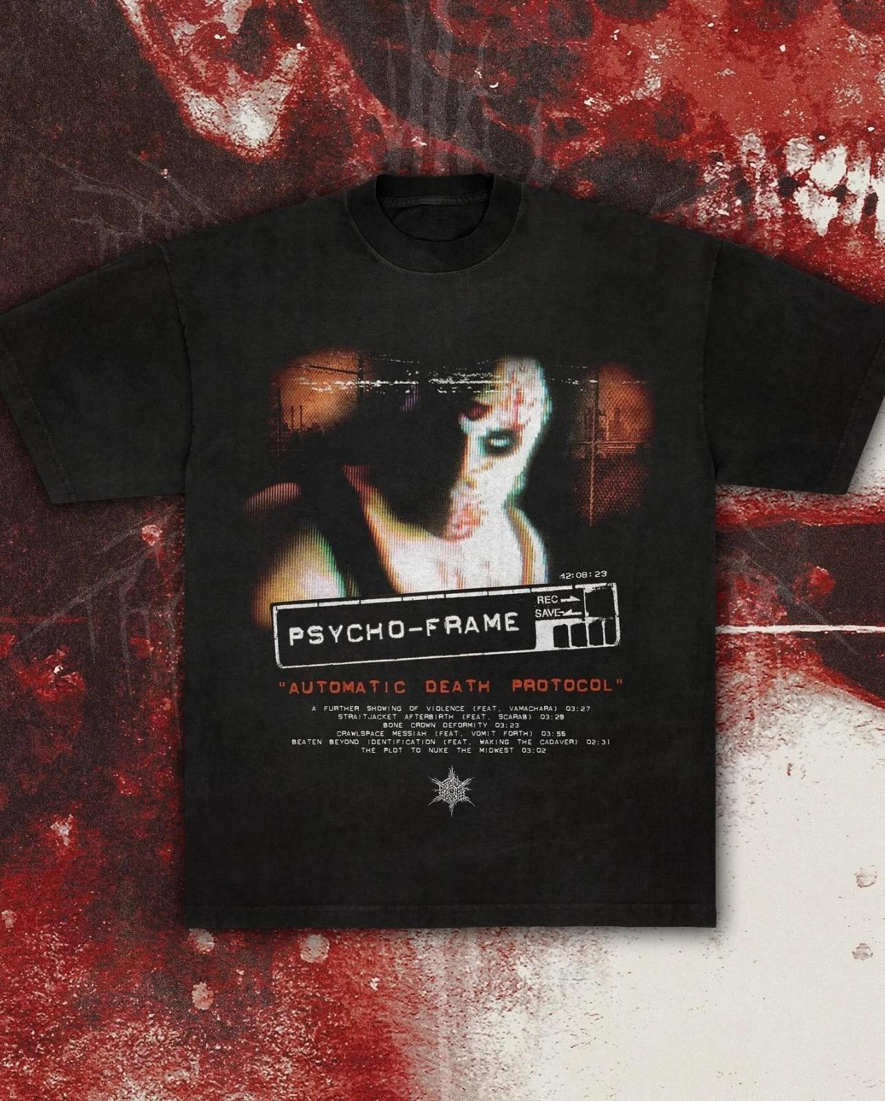 New Hot Psycho-Frame Band Cotton Black S to 5XL Concert Shirt SN934 L