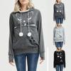 Women's Fashion Casual Top Solid Color Long Sleeve Pet Pocket Hoodie Sweatshirt