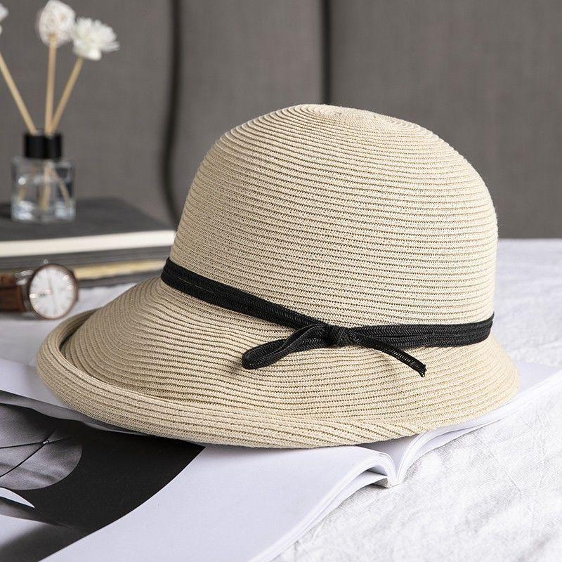 Big eaves hat women's summer small fresh versatile sun hat sun protection sun hat foldable braided hat women