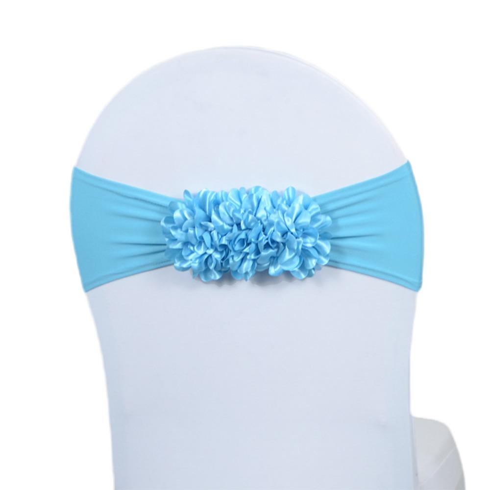Back Elastic Sash Wedding Chair Covers Gauze Flower Knot Banquet Chair Decor Hotel Dining