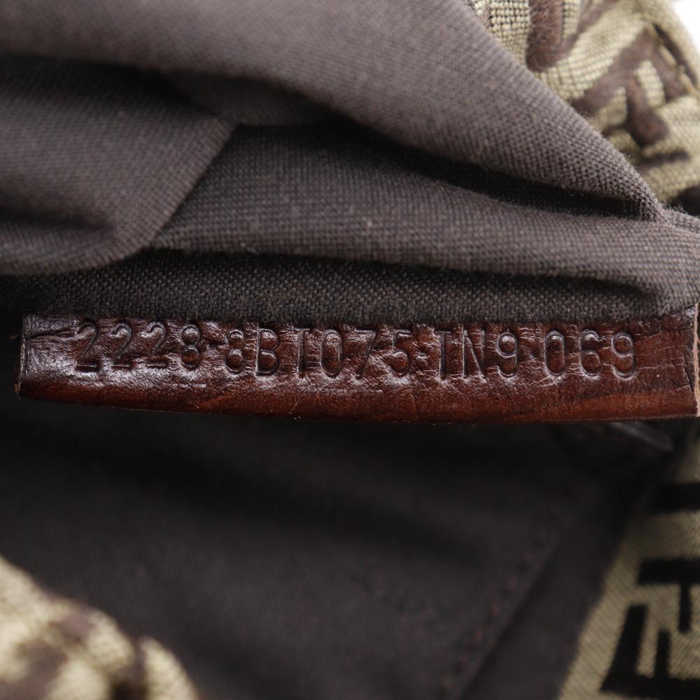 Fendi Zucchino Shoulder Bag Brown Nylon Canvas Women Used