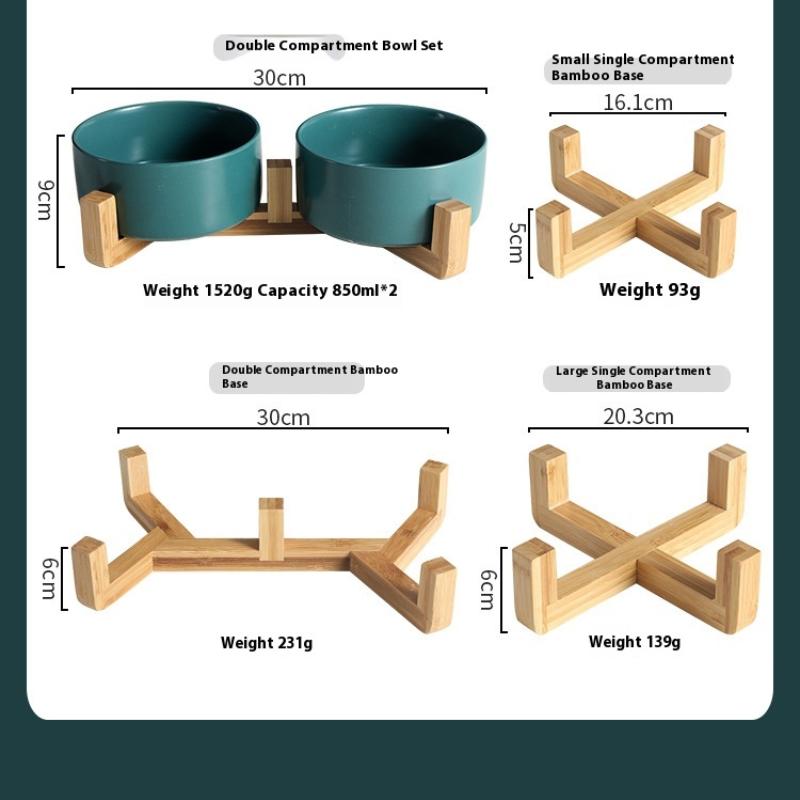 Ceramic Bowl Cat Dog Bowl Cat Food Bowl Cat Bowl Drinking Water Bowl Double Bowl Protection Cervical Spine Bowl Black Pet Bowl