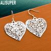 925 Sterling Silver Simple And Exquisite Openwork Heart Earrings - Stylish Evening Jewelry