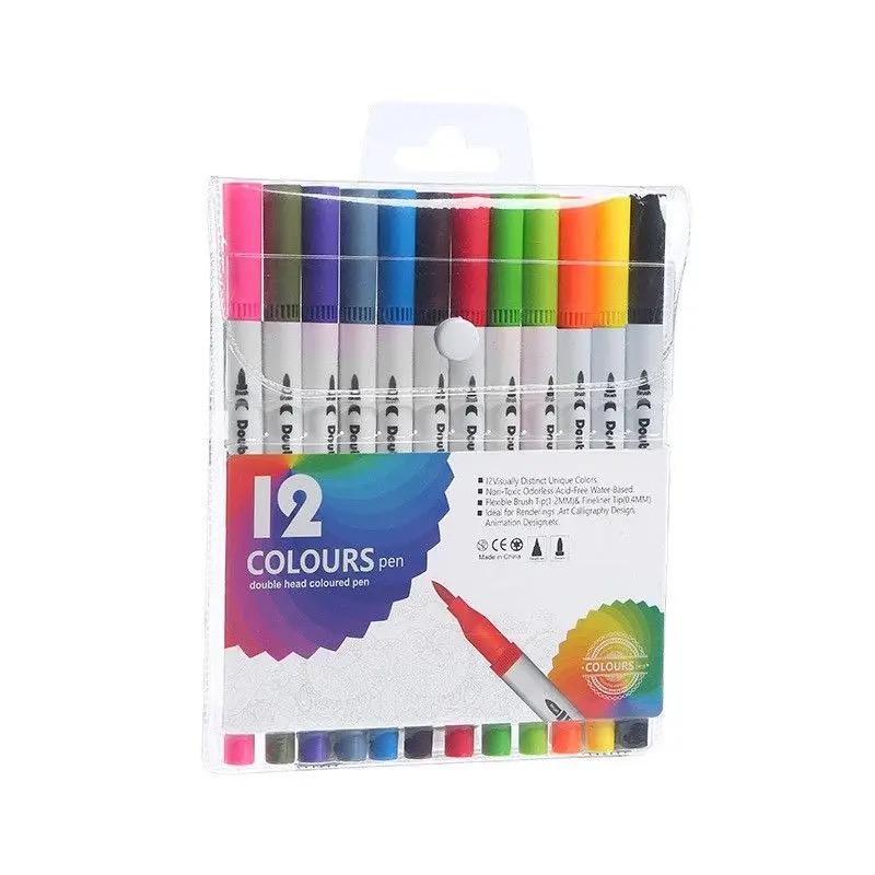 12-120 Farben Marker Set Doppelspitze Pinselstift Feine Spitze Malen Aquarell Kunst Marker Stifte für Manga Kunst Zeichenzubehör